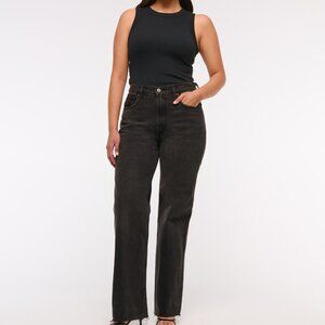 Abercrombie & Fitch 90s Relaxed High Rise Denim Jeans, Black Denim Size 12 / 31